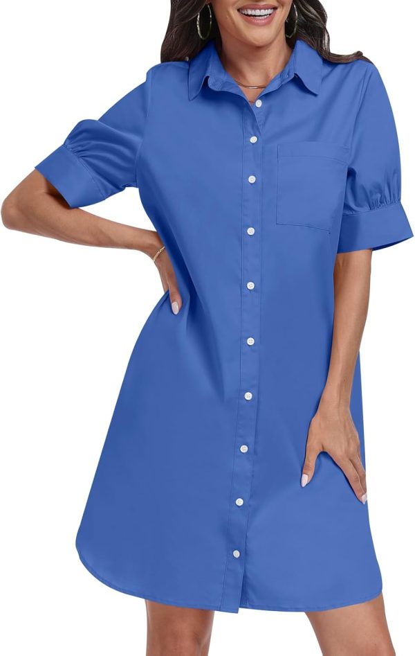 ANRABESS Womens Button Down Shirt Dress Summer Short Sleeve Business Casual Shift Dresses with Pockets 2025 Trendy - Image 91