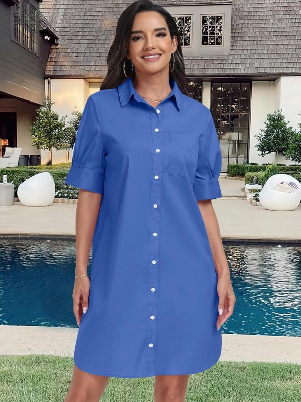 ANRABESS Womens Button Down Shirt Dress Summer Short Sleeve Business Casual Shift Dresses with Pockets 2025 Trendy - Image 92