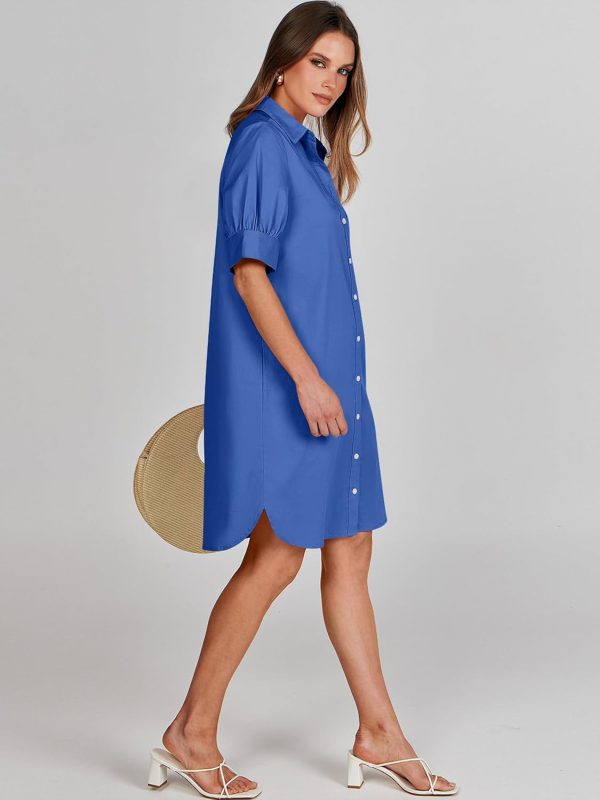 ANRABESS Womens Button Down Shirt Dress Summer Short Sleeve Business Casual Shift Dresses with Pockets 2025 Trendy - Image 97