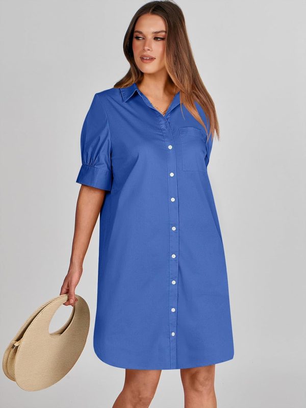 ANRABESS Womens Button Down Shirt Dress Summer Short Sleeve Business Casual Shift Dresses with Pockets 2025 Trendy - Image 98