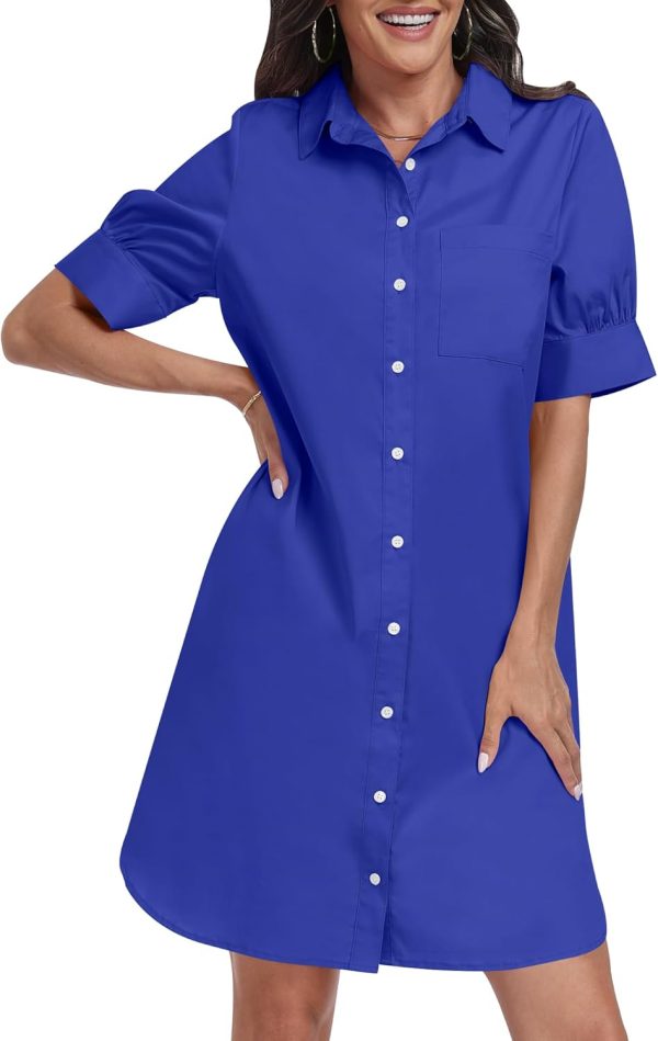 ANRABESS Womens Button Down Shirt Dress Summer Short Sleeve Business Casual Shift Dresses with Pockets 2025 Trendy - Image 99