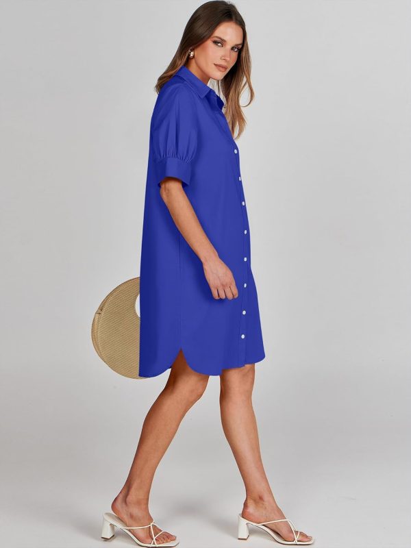 ANRABESS Womens Button Down Shirt Dress Summer Short Sleeve Business Casual Shift Dresses with Pockets 2025 Trendy - Image 105
