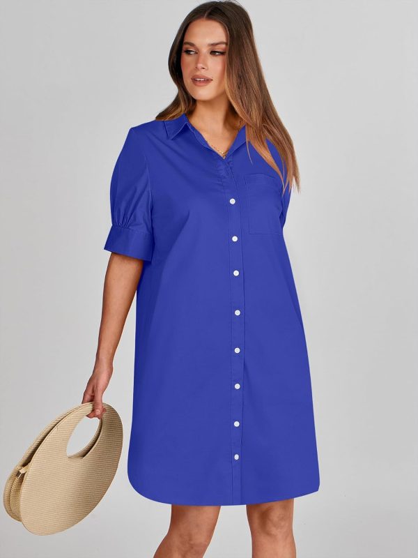 ANRABESS Womens Button Down Shirt Dress Summer Short Sleeve Business Casual Shift Dresses with Pockets 2025 Trendy - Image 106
