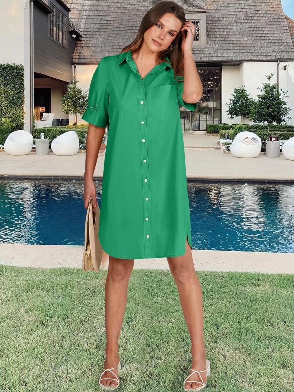 ANRABESS Womens Button Down Shirt Dress Summer Short Sleeve Business Casual Shift Dresses with Pockets 2025 Trendy - Image 110