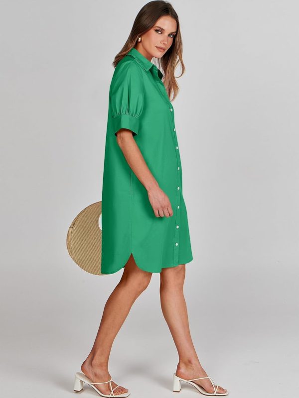 ANRABESS Womens Button Down Shirt Dress Summer Short Sleeve Business Casual Shift Dresses with Pockets 2025 Trendy - Image 113
