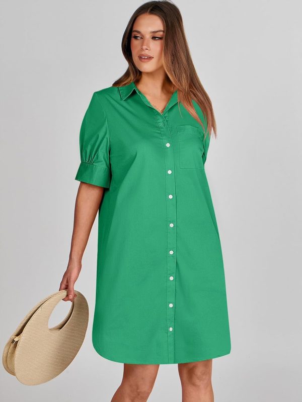 ANRABESS Womens Button Down Shirt Dress Summer Short Sleeve Business Casual Shift Dresses with Pockets 2025 Trendy - Image 114