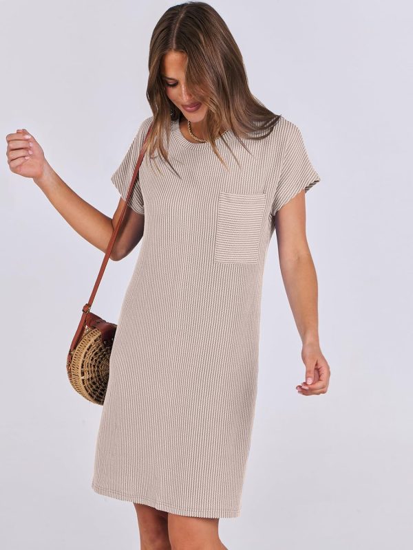 ANRABESS Womens Casual Summer Ribbed Knit Tunic Tshirt Mini Dresses 2025 Trendy Crewneck Short Sleeve Beach Loose Shift Dress - Image 4