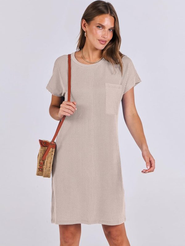 ANRABESS Womens Casual Summer Ribbed Knit Tunic Tshirt Mini Dresses 2025 Trendy Crewneck Short Sleeve Beach Loose Shift Dress - Image 6