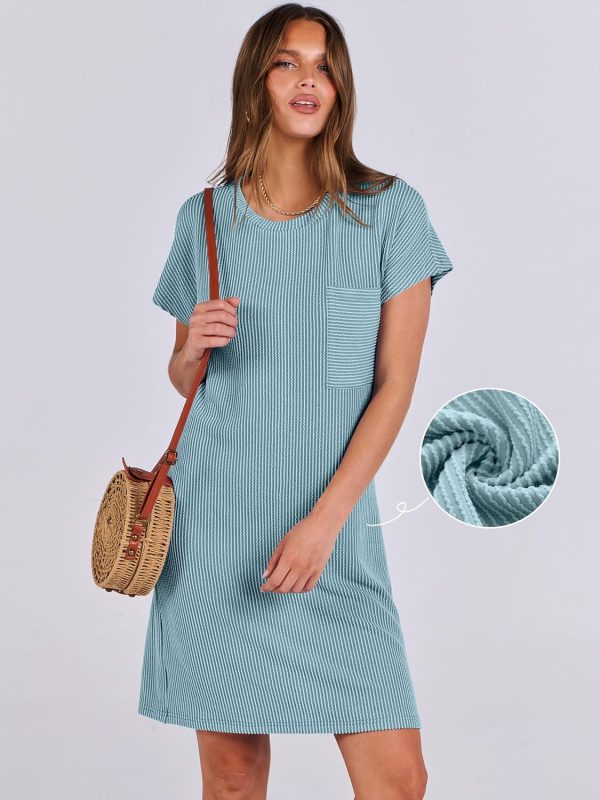 ANRABESS Womens Casual Summer Ribbed Knit Tunic Tshirt Mini Dresses 2025 Trendy Crewneck Short Sleeve Beach Loose Shift Dress - Image 9