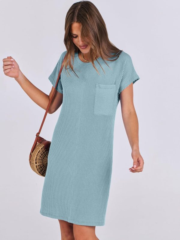 ANRABESS Womens Casual Summer Ribbed Knit Tunic Tshirt Mini Dresses 2025 Trendy Crewneck Short Sleeve Beach Loose Shift Dress - Image 10