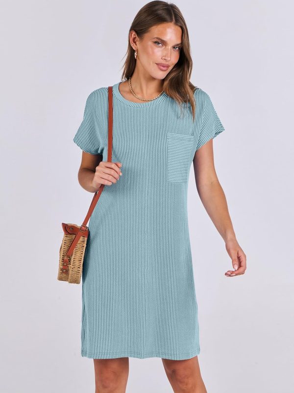 ANRABESS Womens Casual Summer Ribbed Knit Tunic Tshirt Mini Dresses 2025 Trendy Crewneck Short Sleeve Beach Loose Shift Dress - Image 12