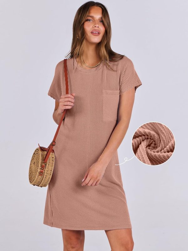 ANRABESS Womens Casual Summer Ribbed Knit Tunic Tshirt Mini Dresses 2025 Trendy Crewneck Short Sleeve Beach Loose Shift Dress - Image 15