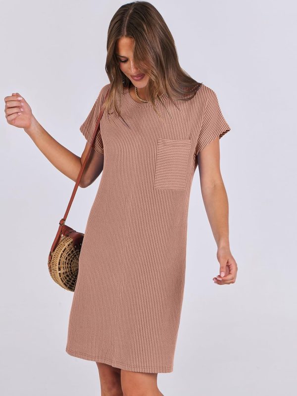 ANRABESS Womens Casual Summer Ribbed Knit Tunic Tshirt Mini Dresses 2025 Trendy Crewneck Short Sleeve Beach Loose Shift Dress - Image 16