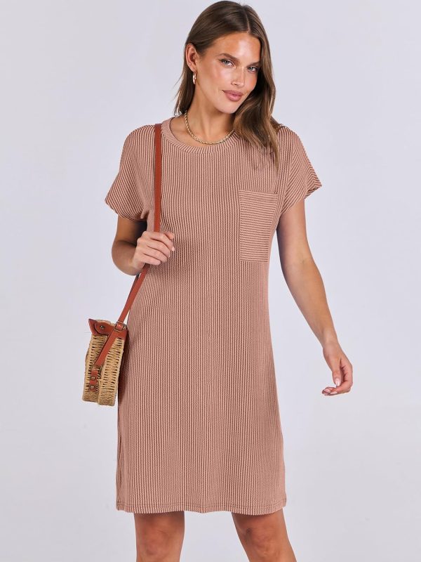 ANRABESS Womens Casual Summer Ribbed Knit Tunic Tshirt Mini Dresses 2025 Trendy Crewneck Short Sleeve Beach Loose Shift Dress - Image 18
