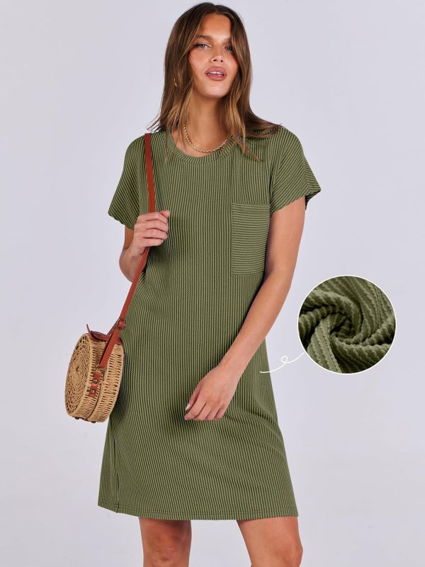 ANRABESS Womens Casual Summer Ribbed Knit Tunic Tshirt Mini Dresses 2025 Trendy Crewneck Short Sleeve Beach Loose Shift Dress - Image 21