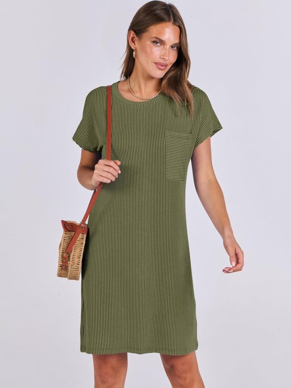 ANRABESS Womens Casual Summer Ribbed Knit Tunic Tshirt Mini Dresses 2025 Trendy Crewneck Short Sleeve Beach Loose Shift Dress - Image 24