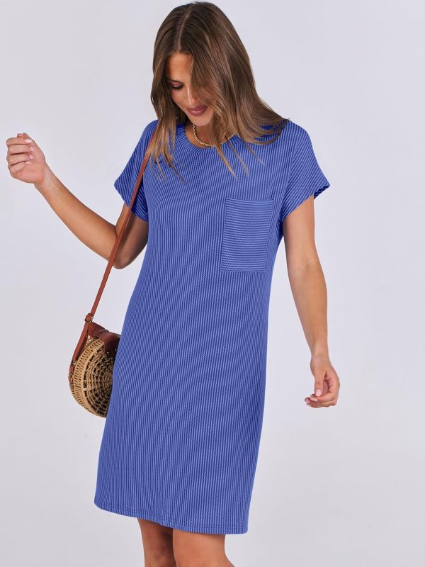 ANRABESS Womens Casual Summer Ribbed Knit Tunic Tshirt Mini Dresses 2025 Trendy Crewneck Short Sleeve Beach Loose Shift Dress - Image 28