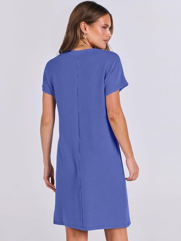 ANRABESS Womens Casual Summer Ribbed Knit Tunic Tshirt Mini Dresses 2025 Trendy Crewneck Short Sleeve Beach Loose Shift Dress - Image 29