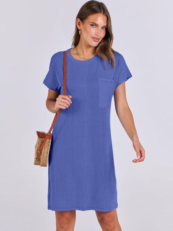 ANRABESS Womens Casual Summer Ribbed Knit Tunic Tshirt Mini Dresses 2025 Trendy Crewneck Short Sleeve Beach Loose Shift Dress - Image 30