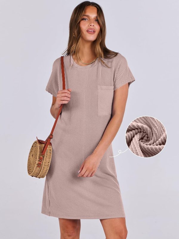 ANRABESS Womens Casual Summer Ribbed Knit Tunic Tshirt Mini Dresses 2025 Trendy Crewneck Short Sleeve Beach Loose Shift Dress - Image 33