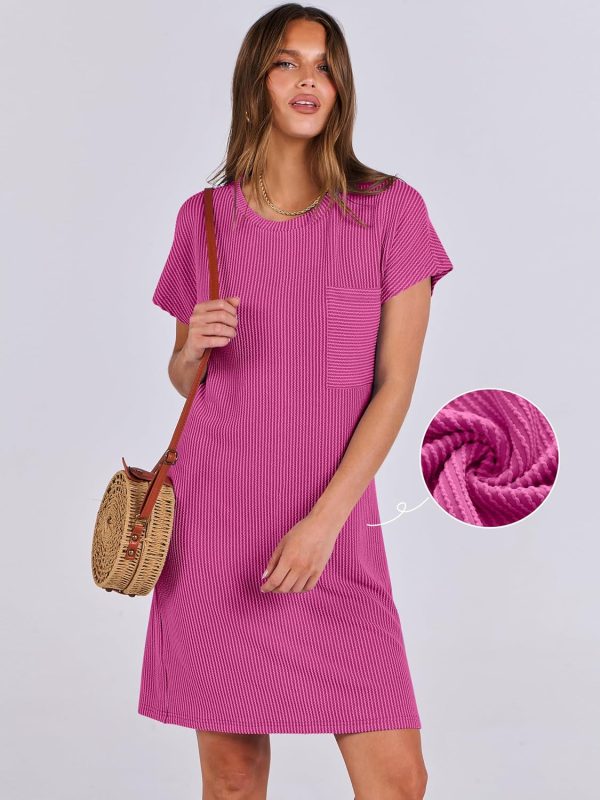 ANRABESS Womens Casual Summer Ribbed Knit Tunic Tshirt Mini Dresses 2025 Trendy Crewneck Short Sleeve Beach Loose Shift Dress - Image 39