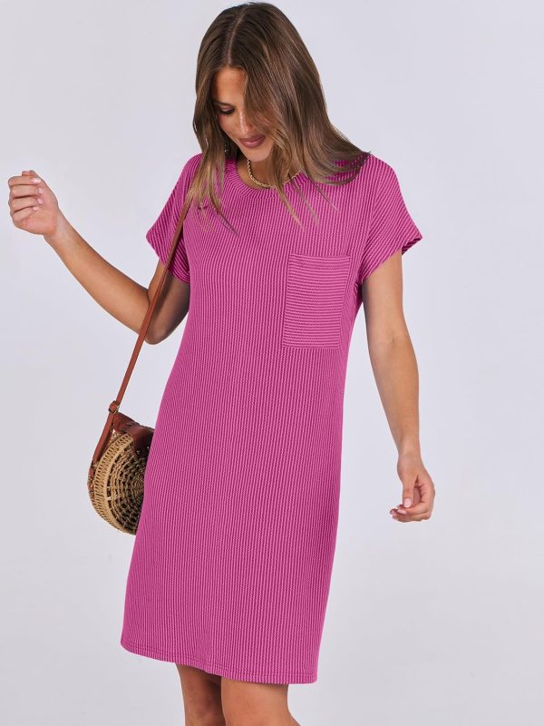 ANRABESS Womens Casual Summer Ribbed Knit Tunic Tshirt Mini Dresses 2025 Trendy Crewneck Short Sleeve Beach Loose Shift Dress - Image 40