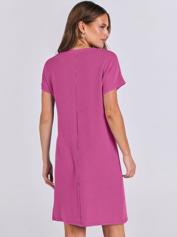 ANRABESS Womens Casual Summer Ribbed Knit Tunic Tshirt Mini Dresses 2025 Trendy Crewneck Short Sleeve Beach Loose Shift Dress - Image 41