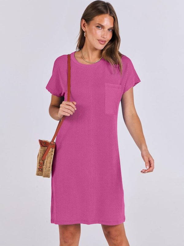 ANRABESS Womens Casual Summer Ribbed Knit Tunic Tshirt Mini Dresses 2025 Trendy Crewneck Short Sleeve Beach Loose Shift Dress - Image 42