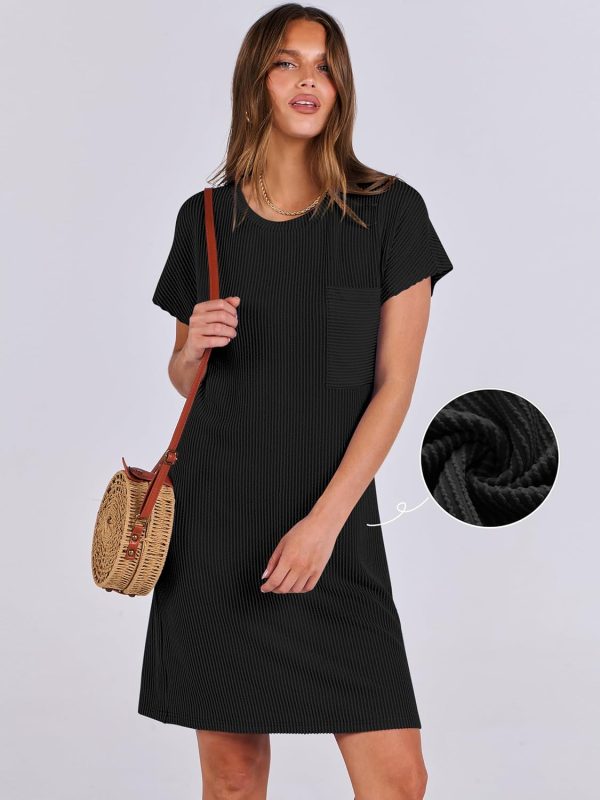 ANRABESS Womens Casual Summer Ribbed Knit Tunic Tshirt Mini Dresses 2025 Trendy Crewneck Short Sleeve Beach Loose Shift Dress - Image 45