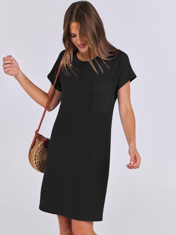 ANRABESS Womens Casual Summer Ribbed Knit Tunic Tshirt Mini Dresses 2025 Trendy Crewneck Short Sleeve Beach Loose Shift Dress - Image 46