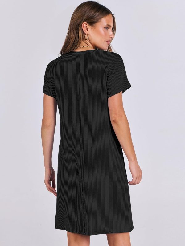 ANRABESS Womens Casual Summer Ribbed Knit Tunic Tshirt Mini Dresses 2025 Trendy Crewneck Short Sleeve Beach Loose Shift Dress - Image 47
