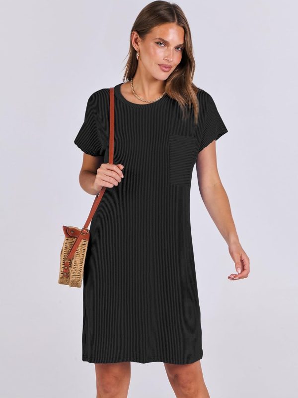ANRABESS Womens Casual Summer Ribbed Knit Tunic Tshirt Mini Dresses 2025 Trendy Crewneck Short Sleeve Beach Loose Shift Dress - Image 48