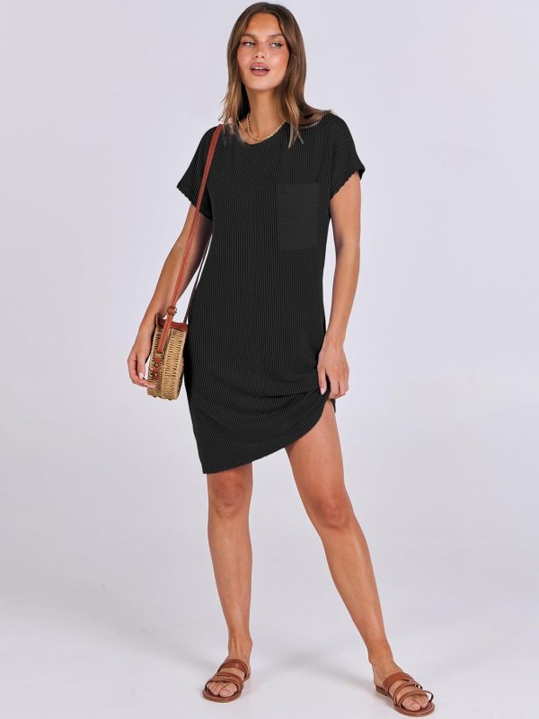 ANRABESS Womens Casual Summer Ribbed Knit Tunic Tshirt Mini Dresses 2025 Trendy Crewneck Short Sleeve Beach Loose Shift Dress - Image 49