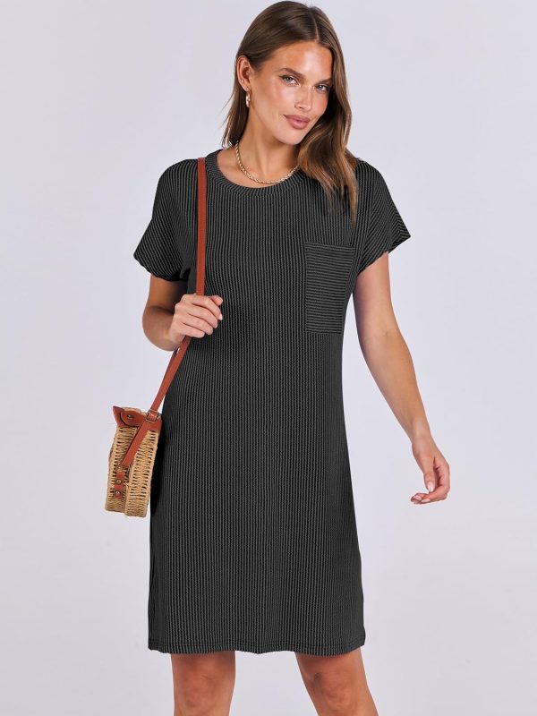 ANRABESS Womens Casual Summer Ribbed Knit Tunic Tshirt Mini Dresses 2025 Trendy Crewneck Short Sleeve Beach Loose Shift Dress - Image 54