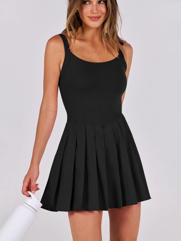 ANRABESS Women's Tennis Athletic Pleated Summer Mini Dress 2025 Golf Workout Build in Shorts Casual Romper Short Sundress - Image 2