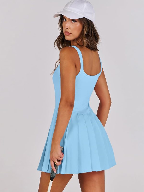 ANRABESS Women's Tennis Athletic Pleated Summer Mini Dress 2025 Golf Workout Build in Shorts Casual Romper Short Sundress - Image 12