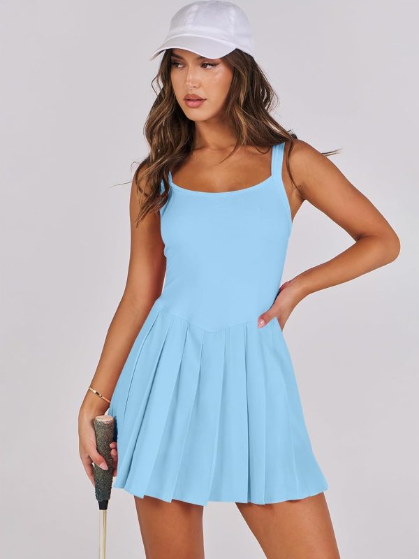 ANRABESS Women's Tennis Athletic Pleated Summer Mini Dress 2025 Golf Workout Build in Shorts Casual Romper Short Sundress - Image 16