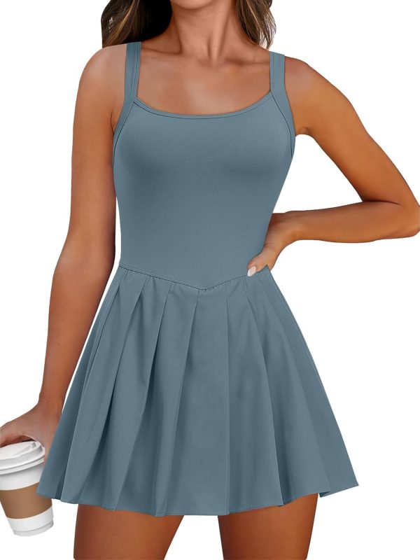 ANRABESS Women's Tennis Athletic Pleated Summer Mini Dress 2025 Golf Workout Build in Shorts Casual Romper Short Sundress - Image 25