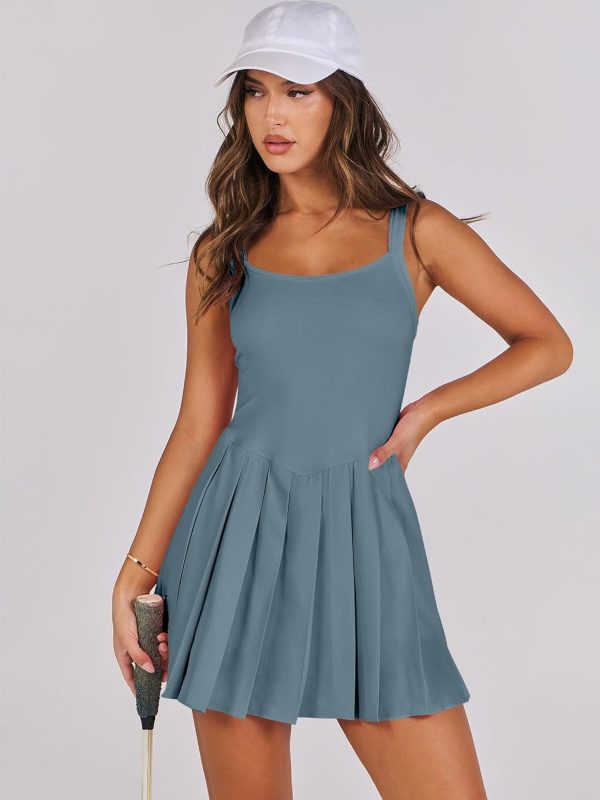 ANRABESS Women's Tennis Athletic Pleated Summer Mini Dress 2025 Golf Workout Build in Shorts Casual Romper Short Sundress - Image 32