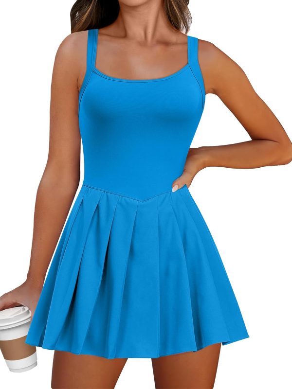 ANRABESS Women's Tennis Athletic Pleated Summer Mini Dress 2025 Golf Workout Build in Shorts Casual Romper Short Sundress - Image 41