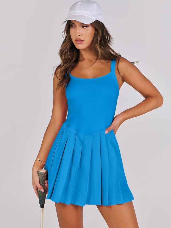 ANRABESS Women's Tennis Athletic Pleated Summer Mini Dress 2025 Golf Workout Build in Shorts Casual Romper Short Sundress - Image 48