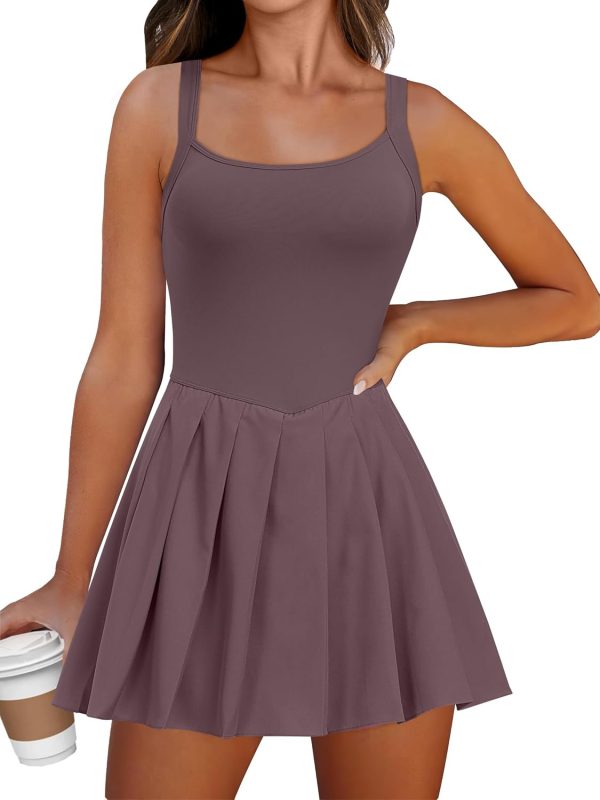 ANRABESS Women's Tennis Athletic Pleated Summer Mini Dress 2025 Golf Workout Build in Shorts Casual Romper Short Sundress - Image 49