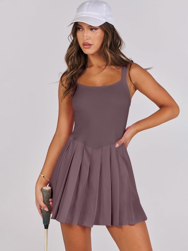 ANRABESS Women's Tennis Athletic Pleated Summer Mini Dress 2025 Golf Workout Build in Shorts Casual Romper Short Sundress - Image 56