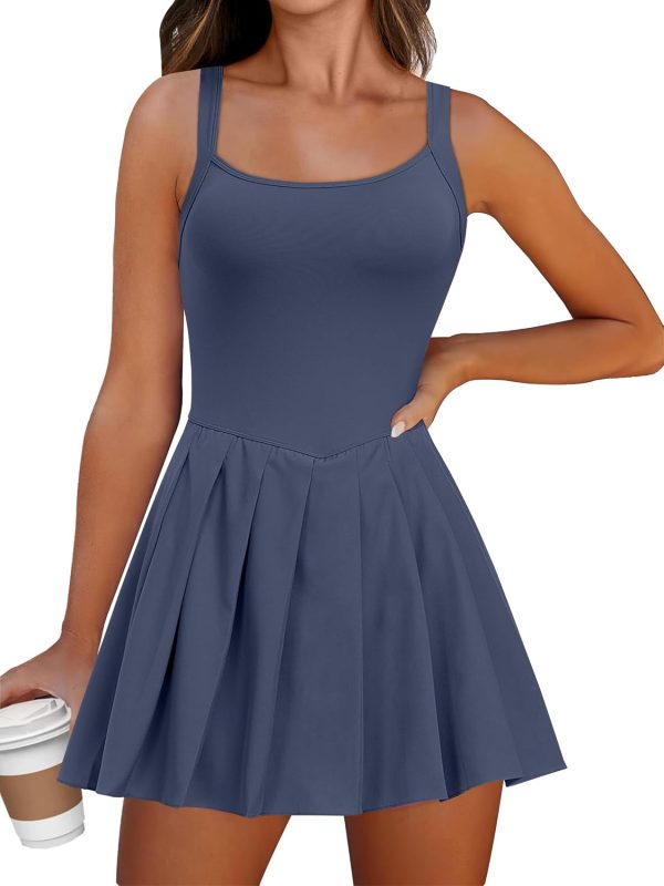 ANRABESS Women's Tennis Athletic Pleated Summer Mini Dress 2025 Golf Workout Build in Shorts Casual Romper Short Sundress - Image 73