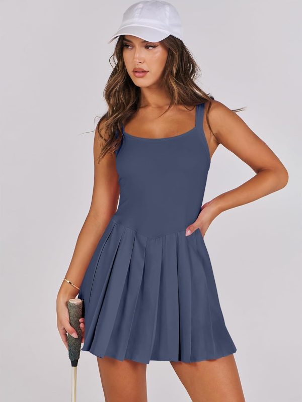 ANRABESS Women's Tennis Athletic Pleated Summer Mini Dress 2025 Golf Workout Build in Shorts Casual Romper Short Sundress - Image 80