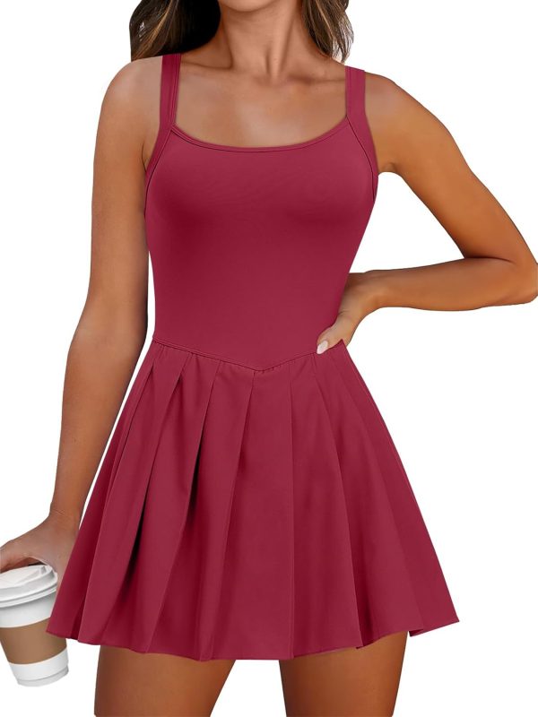ANRABESS Women's Tennis Athletic Pleated Summer Mini Dress 2025 Golf Workout Build in Shorts Casual Romper Short Sundress - Image 81