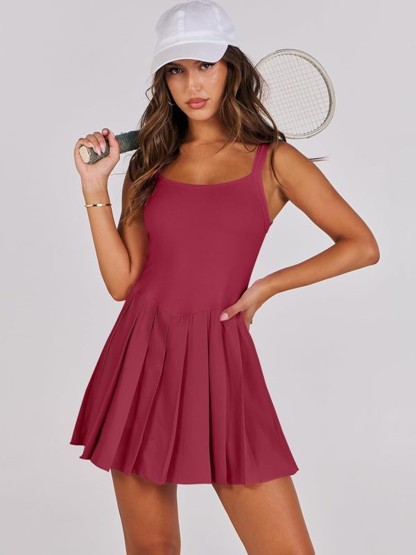 ANRABESS Women's Tennis Athletic Pleated Summer Mini Dress 2025 Golf Workout Build in Shorts Casual Romper Short Sundress - Image 85