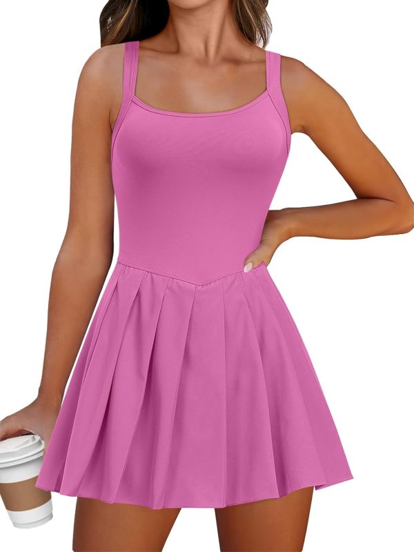ANRABESS Women's Tennis Athletic Pleated Summer Mini Dress 2025 Golf Workout Build in Shorts Casual Romper Short Sundress - Image 89