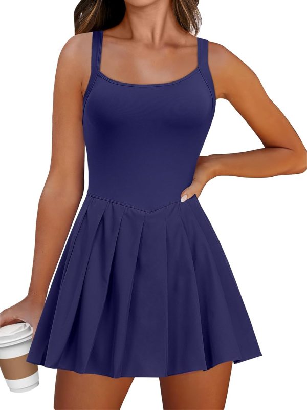 ANRABESS Women's Tennis Athletic Pleated Summer Mini Dress 2025 Golf Workout Build in Shorts Casual Romper Short Sundress - Image 97