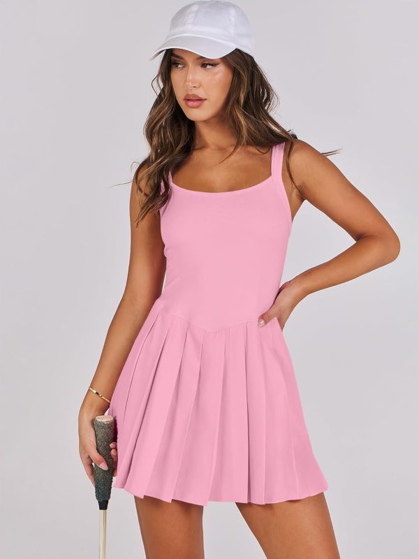 ANRABESS Women's Tennis Athletic Pleated Summer Mini Dress 2025 Golf Workout Build in Shorts Casual Romper Short Sundress - Image 128